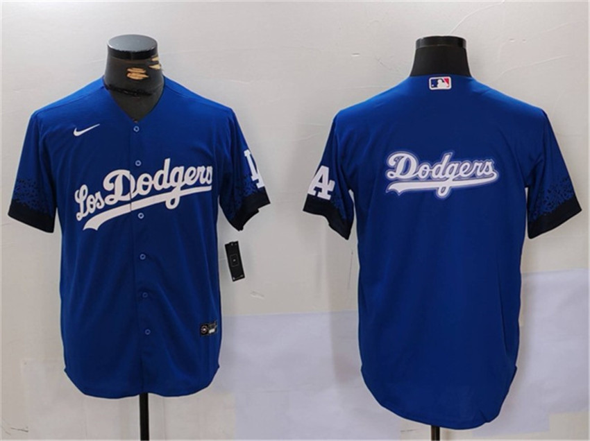 Men's Blue Los Angeles Dodgers Team Big Logo City Connect Cool Base Stitched Baseball Jersey